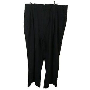 Gap Woman 20 Pants Black Wide Leg Pleated Linen Blend Lagenlook Boho Chic